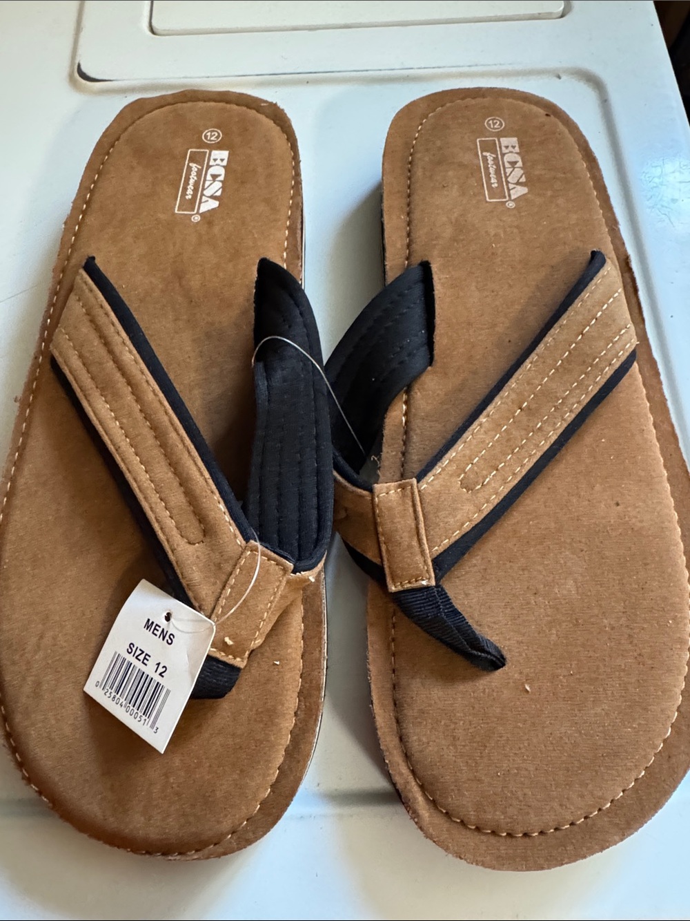 Men's Brown & Black Suede-Style Flip Flop Sandals - Casual Comfort